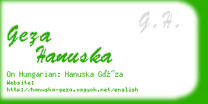 geza hanuska business card